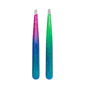 Makeup Eyelash & Professional Eyebrow Tweezers with Slanted Tip Stainless Steel Reusable