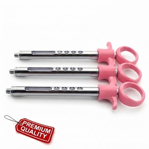 Premium Quality Manual Dental Aspirating Syringe Set Pink Handle Steel Body Surgical Instrument CE Certified